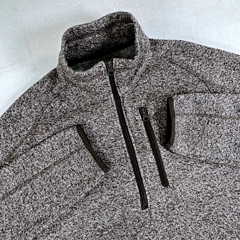 Stetson Mens Brown Herringbone 1/4 Zip Fleece Pullover Sweater 11-014-0120-6174